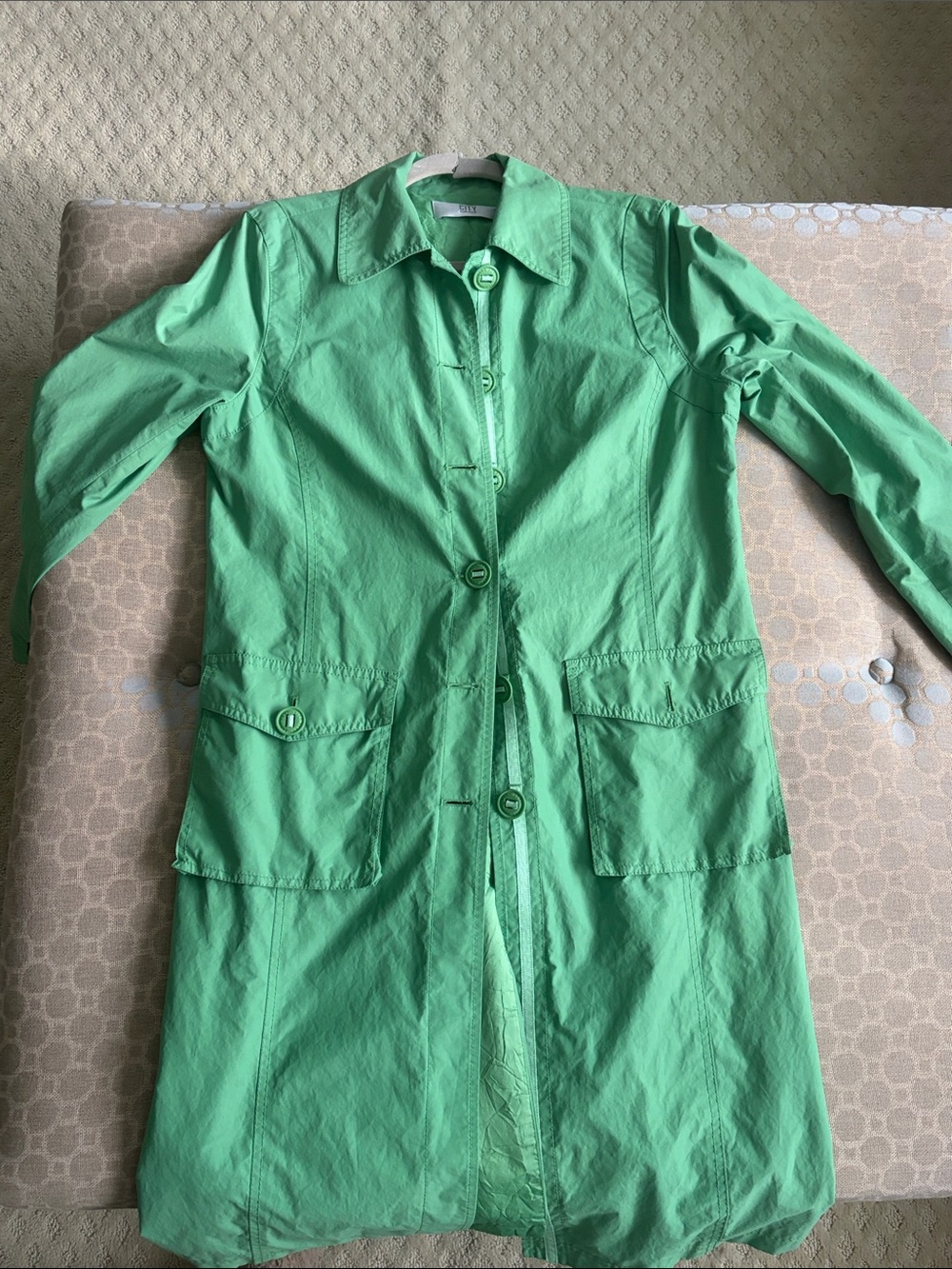 DKNY Bright Green Lightweight Trench Coat